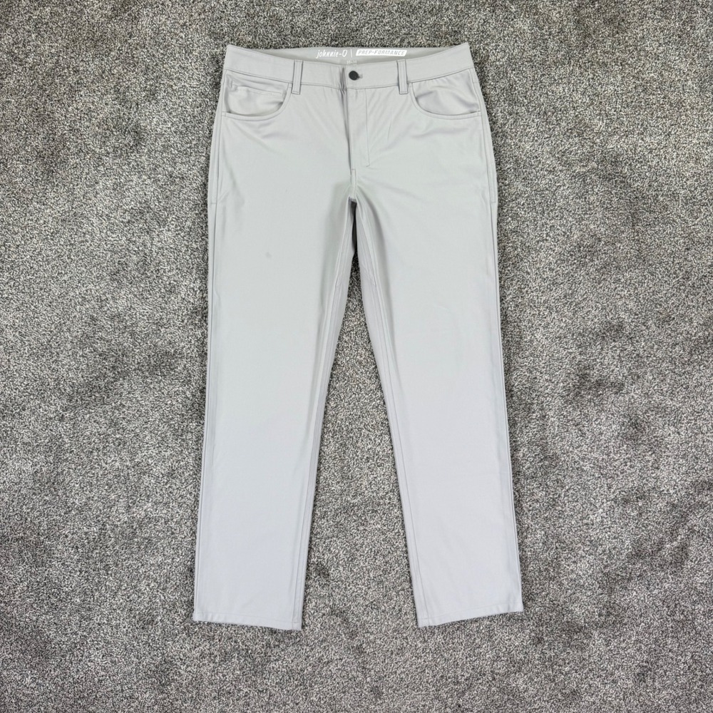 Johnnie-O Prep-Formance Pants Mens 35x30 Light Gray 5-Pocket Golf Stretch Casual